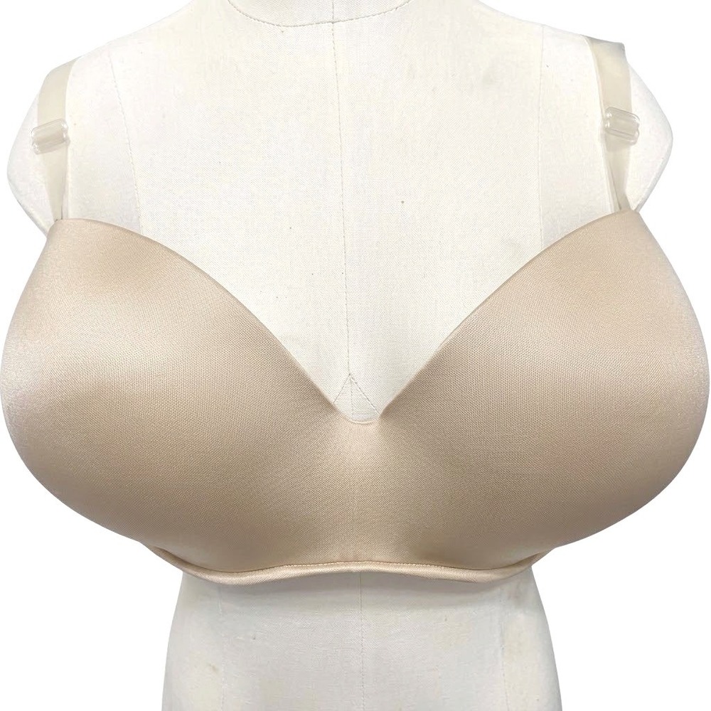 Cacique Multi-Way Strapless Bra Womens 42DDD Beige Padded Underwire Clear Straps